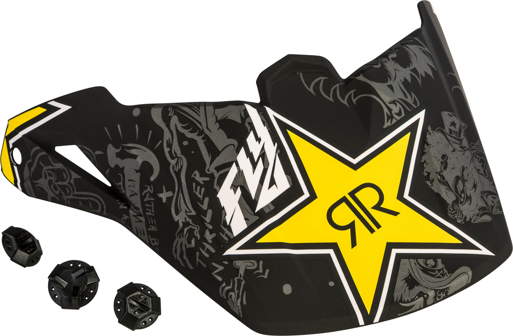 Fly Racing Elite Visor Rockstar motorcycle helmet accessory with a sleek black finish and aerodynamic design.