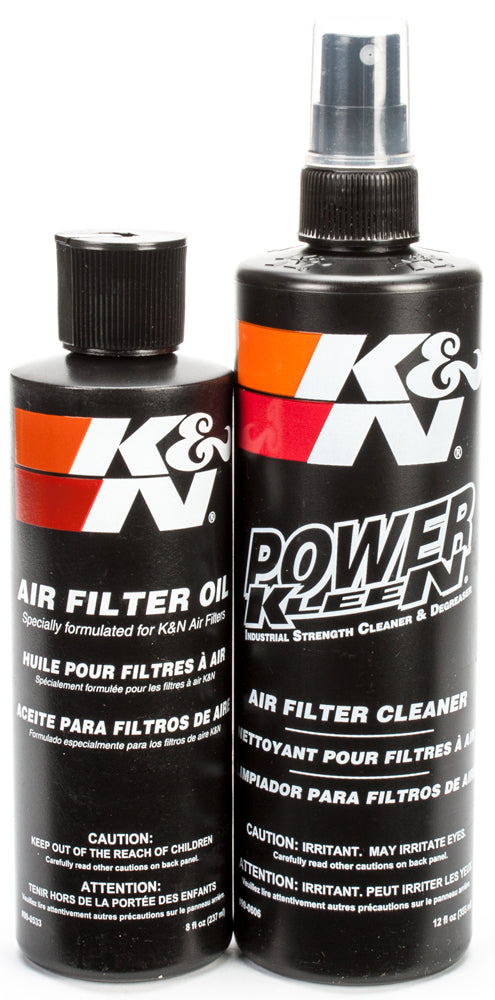 K&N Filter Care Service Kit 12/Case with cleaning and re-oiling chemicals for air filters, brand-specific maintenance products