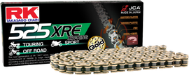 Gold Excel Wheel Components Gb525xre Drive Chain 525 X 135 with links and sprocket for motorcycle or bicycle drive system.