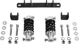 HardDrive Solo Seat Complete Kit with dual 4-inch shocks, designed for motorcycle seating comfort and style.