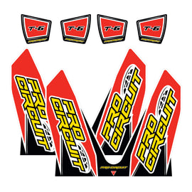 Pro Circuit T-6 Wrap and End Cap Decals for CRF motorcycles, featuring black and white graphics for replacement muffler stickers.