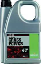 Load image into Gallery viewer, Motorex Cross Power 4T 5W40 motor oil in a 4-liter container, suitable for high-performance motorcycle engines.