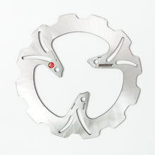 Load image into Gallery viewer, Rear Braking Rotor by Braking with vented metal disc and mounting holes for bicycle or motorcycle brake system.