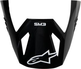 Black glossy Alpine Star Sm3 solid visor with sleek finish, designed for motorcycle helmets, model 482-00143.