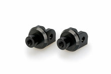 Load image into Gallery viewer, PUIG footpeg adaptor for Suzuki motorcycles, black foot controls upgrade with sturdy mounting hardware and textured surface.