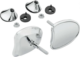 Chrome tapered fairing mirrors for Harley-Davidson by HardDrive, showing sleek, aerodynamic design with reflective mirror surfaces.