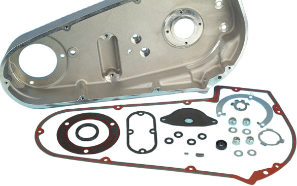 James Gasket primary cover gasket for 8-hole Big Twin early models, showing the rubber gasket with metal backing.