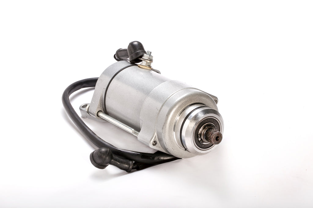 Ricks Motorsport Electric starter motor 27-61401, a compact black starter motor with wiring and mounting components.