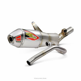 Pro Circuit T-6 System exhaust for motorcycles, showcasing the sleek black finish and polished metal components.
