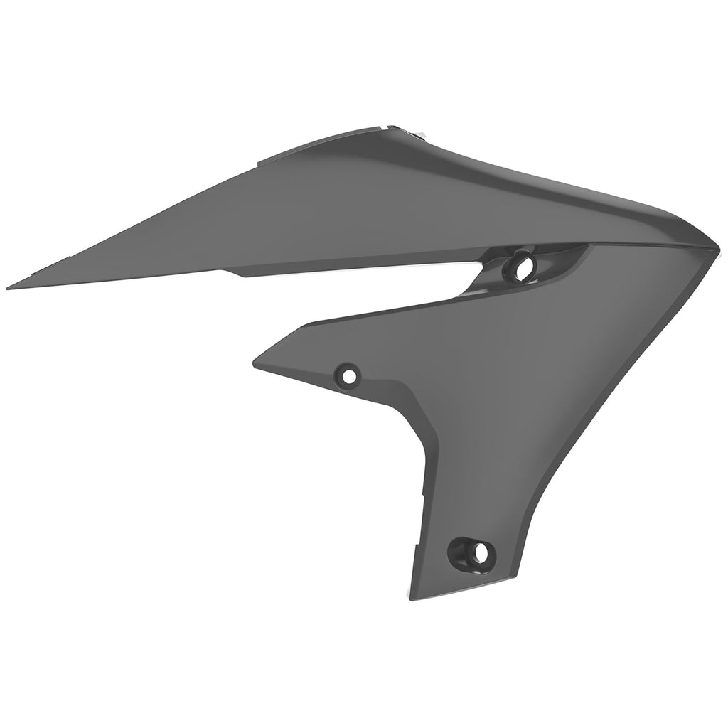 Polisport Plastics Nardo Grey radiator shroud for motocross bike, showing detailed body panel with mounting holes.
