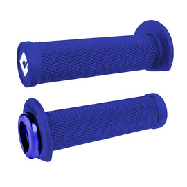 ODI Grips ATV Ruffian V2.1 bright blue and blue 125mm grips shown on ATV handlebar for secure grip and control