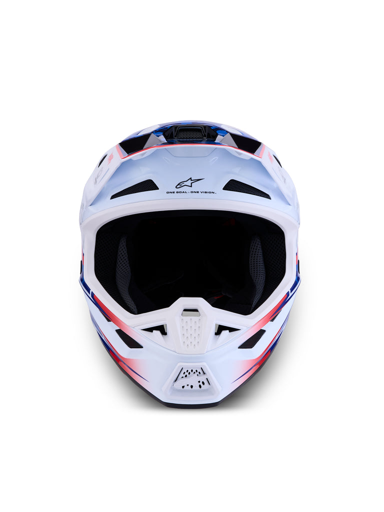 S M7 Blaster Helmet Ece06/Dot Wht/Blue/Red Glossy Md