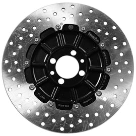 Brembo Serie Oro rear fixed brake rotor with ventilated design and metal backing plate for enhanced braking performance.