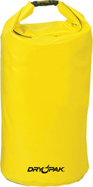 Kwik Tek yellow roll top dry bag for luggage, 12.5x19 inches, made of waterproof material, designed to keep belongings dry.
