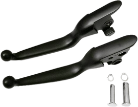 HardDrive black softail lever set for 2018-2024 Softail motorcycles, includes 3D image of clutch and brake levers.