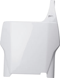 Polisport Plastics white number plate body part with mounting holes, designed for motocross or off-road vehicles.