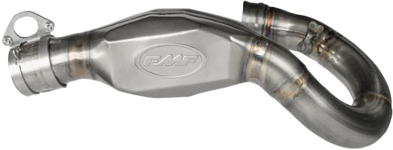FMF Racing Megabomb exhaust for KX450 dirt bike, showing the sleek stainless steel muffler and mounting hardware.