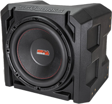 Load image into Gallery viewer, SSV Works universal subwoofer box with 10-inch subwoofer for audio enhancement, no amplifier included.