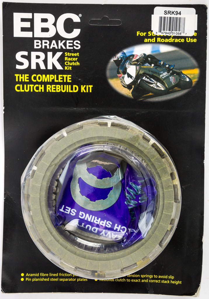 EBC Motorcycle Brakes SRK94 complete clutch kit with clutch plates and components for motorcycle clutch replacement.