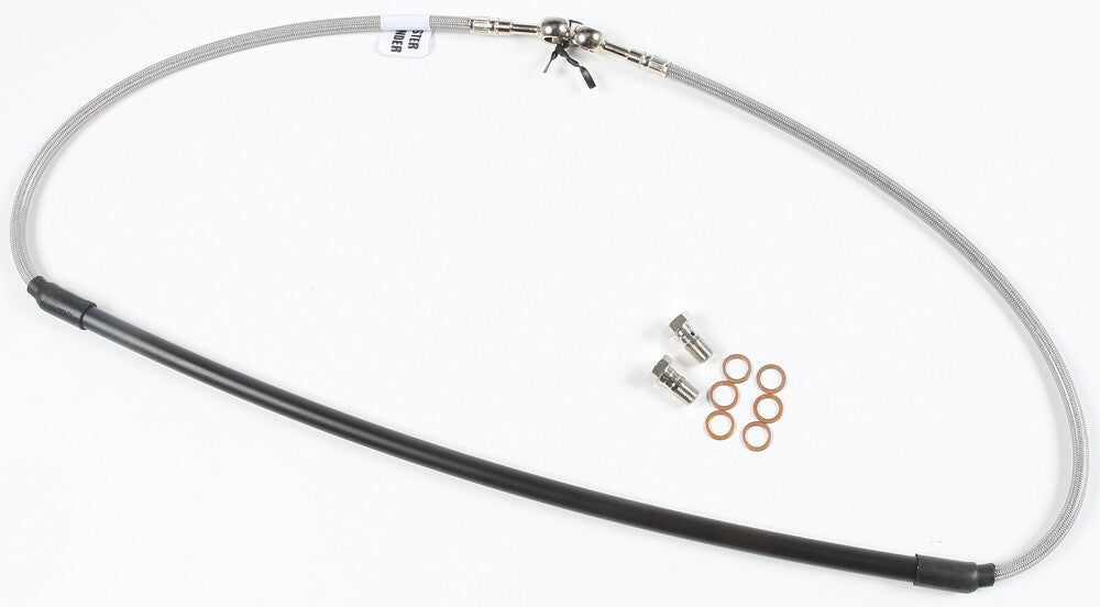 GBRAKES steel front brake line for Suzuki motorcycle, featuring durable metal construction and detailed fittings.