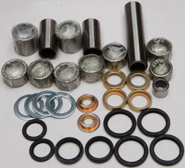All Balls suspension linkage kit with bearings and seals, includes multiple components for motorcycle suspension repair.