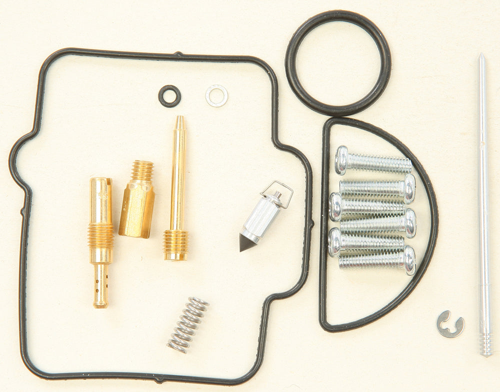 All Balls Bike Carburetor Rebuild Kit 226-1497 with gaskets and seals for intake, carburetor, and fuel system maintenance.