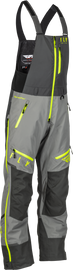 Fly Racing Incline Bib in black, grey, and hi-vis, size XL, shown with adjustable straps and durable fabric.