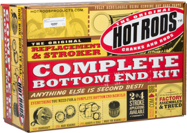 Hot Rods Bottom End Kit Pol 421-HR0116 engine components including pistons, crankshaft, and connecting rods arranged on a clean surface.
