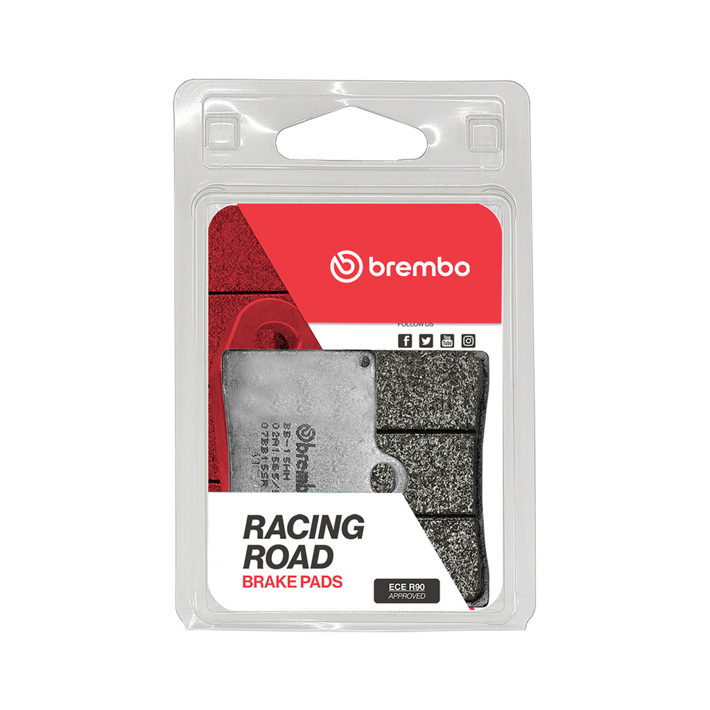 Brembo Xtra Sr brake pads sintered type with Brembo branding, showing the black brake pad with metal backing plate.