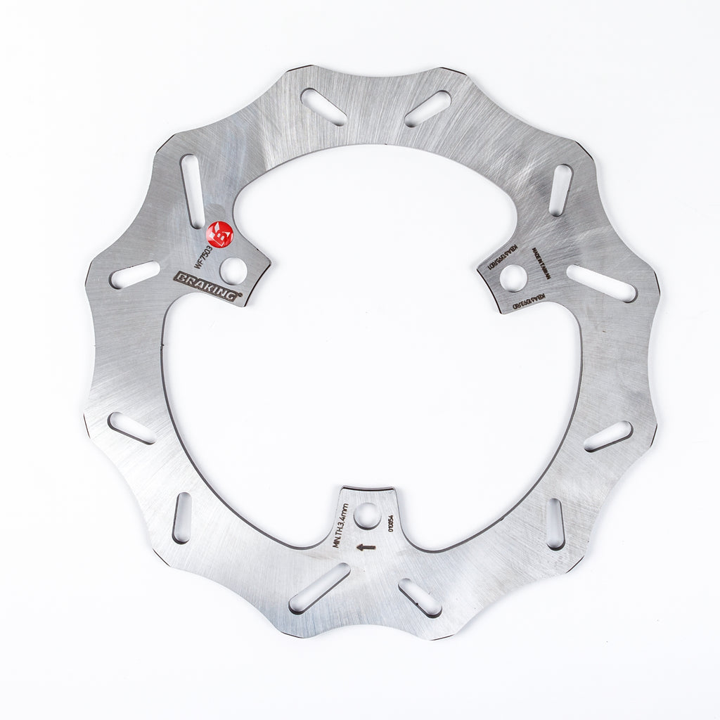 Rear Braking Rotor by Braking, model 32-2303, shown in a close-up image highlighting the disc's surface and mounting holes.