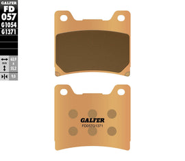 GALFER Sintered brake pads FD057G1371 for bikes, showing the durable brake pad with detailed surface texture.