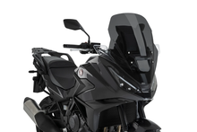Load image into Gallery viewer, PUIG touring dark smoke windscreen for motorcycle, featuring sleek tinted design and mounting hardware.