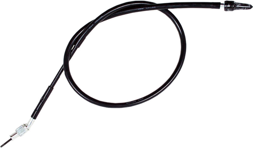 Motion Pro black vinyl Speedo cable 70-4143 for motorcycle speedometer, showing the cable with black vinyl coating and connectors.