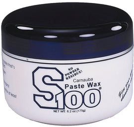 S100 Carnauba Paste Wax in 6.2oz container, showing the yellow wax product in a jar with a lid, used for car polishing and protection.