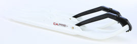 Pair of white C&A Pro Xcs Pro skis, adjustable length from 150 to 200 cm, shown with bindings installed.