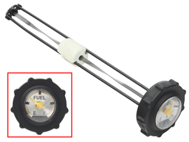 SP1 gas cap with gauge, polished metal finish, designed for fuel tanks, features a built-in pressure gauge for monitoring fuel system.