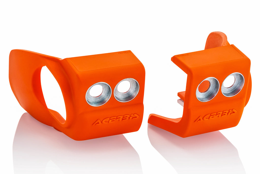 Acerbis Fork Shoe Pro in orange for SX, SX-F, XC, XC-F, and EXC-F motorcycle models, featuring durable construction.