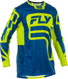 Fly Racing Lite Lancer Jersey in navy and hi-vis colors, lightweight motocross jersey with bold graphics and breathable fabric.