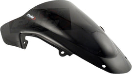 PUIG Racing Dark Smoke windshield for motorcycle, features a sleek dark tinted design and aerodynamic shape.
