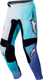 Alpine Star Stella Fluid Pant in white and turquoise, size 28, featuring lightweight fabric and athletic fit.