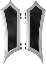 Load image into Gallery viewer, Chrome Accutronix Instigator Floorboards for motorcycle foot controls, with detailed textured surface and mounting hardware visible.