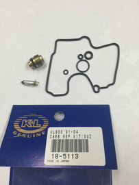 K&L Carb Repair Kit showing various small parts and components for carburetor maintenance and repair.