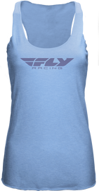 Light blue Fly Racing Women's Fly Corporate Tank top with fitted design and racerback style.