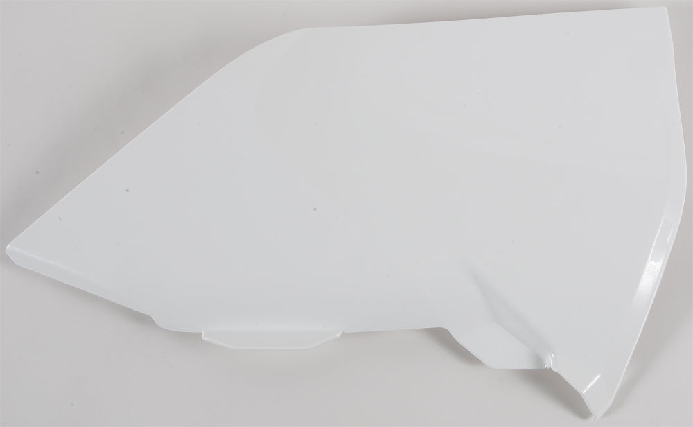 Acerbis white airbox cover for motorcycle, showing a clean, lightweight plastic design with vent openings and Acerbis branding.