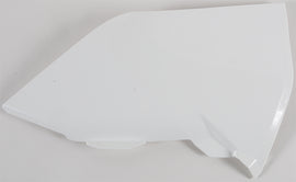 Acerbis white airbox cover for motorcycle, showing a clean, lightweight plastic design with vent openings and Acerbis branding.