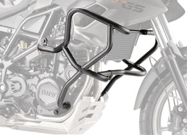 GIVI engine guards 270-6448 installed on motorcycle, durable black metal protection for engine area, close-up view.