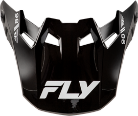 Fly Racing Formula CC Objective visor in black and white for medium/large helmet, showing a sleek, curved helmet visor.