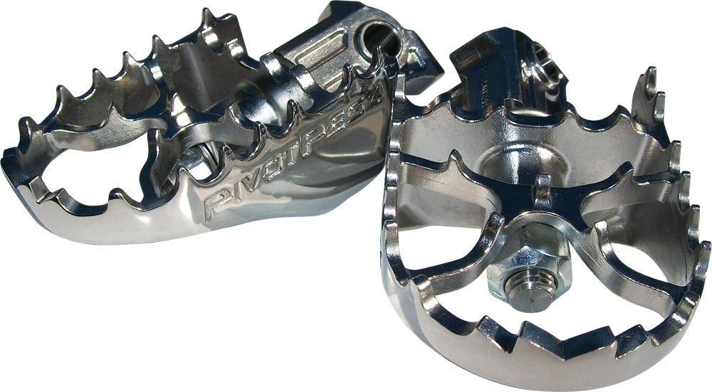 Pivot Pegz Mark 3 Pivot Pegz Topper Kit for motorcycle foot controls, showing black rubber foot pegs and metal mounting hardware
