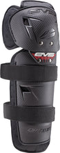 Load image into Gallery viewer, Black EVS Option Youth Knee Pads showing padded knee protection with adjustable straps and EVS branding.