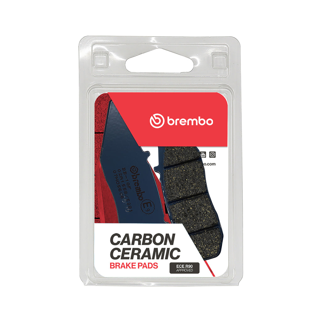 Brembo Prime CC brake pads in sintered metal with Brembo branding, designed for high-performance vehicle braking systems
